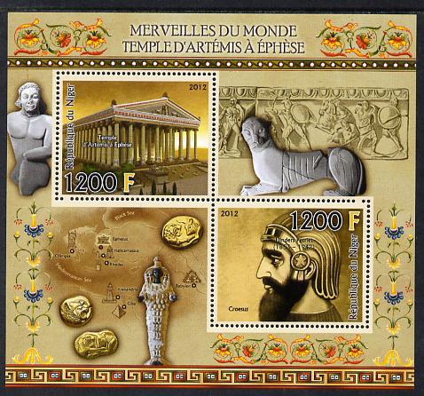 Niger Republic,2012 Wonders of the World - Temple of Artemis perf sheetlet containing 2 values unmounted mint