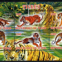 Chad 2013 Tigers perf sheetlet containing 6 values unmounted mint