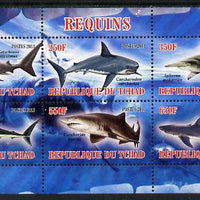 Chad 2013 Sharks perf sheetlet containing 6 values unmounted mint