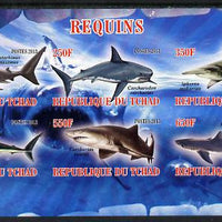 Chad 2013 Sharks imperf sheetlet containing 6 values unmounted mint