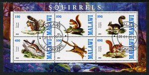 Malawi 2013 Squirrels perf sheetlet containing 6 values fine cto used