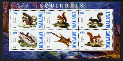 Malawi 2013 Squirrels perf sheetlet containing 6 values unmounted mint