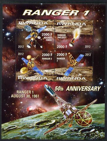 Rwanda 2012 Space - 50th Anniversary of Ranger 1 perf sheetlet containing 4 values unmounted mint