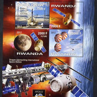 Rwanda 2012 Space - Space X Dragon Flight perf sheetlet containing 4 values unmounted mint