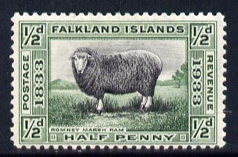 Falkland Islands 1933 Centenary 1/2d Romney Marsh Ram mounted mint SG 127