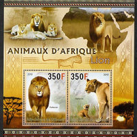 Djibouti 2013 Animals of Africa - Lions perf sheetlet containing 2 values unmounted mint