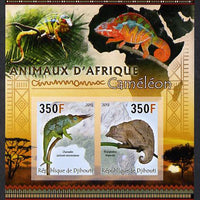 Djibouti 2013 Animals of Africa - Chameleons imperf sheetlet containing 2 values unmounted mint