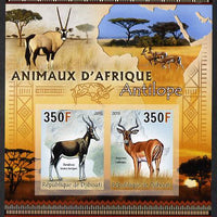 Djibouti 2013 Animals of Africa - Antelopes imperf sheetlet containing 2 values unmounted mint