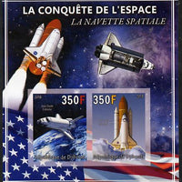 Djibouti 2013 Conquest of Space - Space Shuttle imperf sheetlet containing 2 values unmounted mint