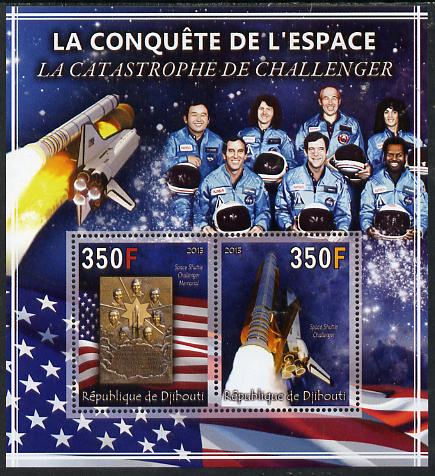 Djibouti 2013 Conquest of Space - The Challenger Disaster perf sheetlet containing 2 values unmounted mint