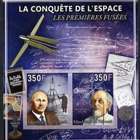 Djibouti 2013 Conquest of Space - First Rockets imperf sheetlet containing 2 values unmounted mint