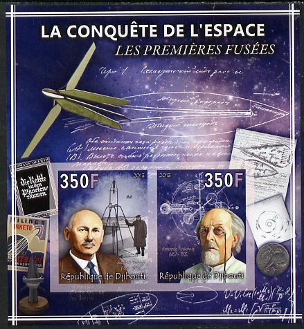 Djibouti 2013 Conquest of Space - First Rockets imperf sheetlet containing 2 values unmounted mint