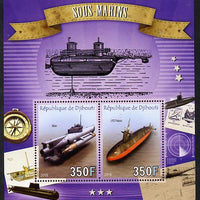 Djibouti 2013 Submarines perf sheetlet containing two values unmounted mint