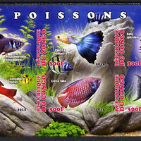 Congo 2013 Fish imperf sheetlet containing six values unmounted mint