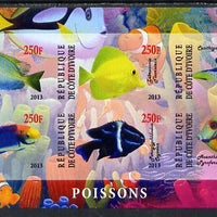 Ivory Coast 2013 Fish imperf sheetlet containing 6 values unmounted mint