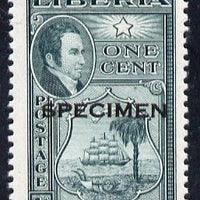 Liberia 1952 Ashmun 1c Seal of Liberia perf proof in issued colour opt'd Specimen unmounted mint (as SG 715)