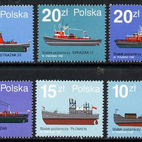 Poland 1988 Fire Boats set of 6 unmounted mint SG 3197-3202, Mi 3184-89*