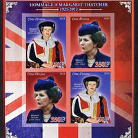 Ivory Coast 2013 Tribute to Margaret Thatcher imperf sheetlet containing 4 values unmounted mint