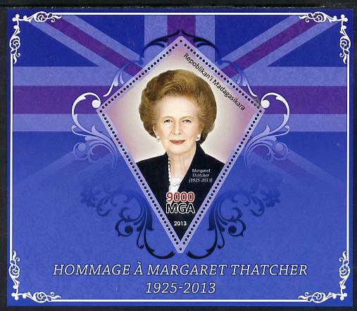 Madagascar 2013 Tribute to Margaret Thatcher perf s/sheet containing Diamond Shaped value unmounted mint