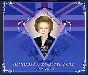 Madagascar 2013 Tribute to Margaret Thatcher imperf s/sheet containing Diamond Shaped value unmounted mint