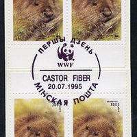 Booklet - Belarus 1995 WWF (Beavers) booklet containing 300 value x 2 blocks of 4 with special WWF cancel