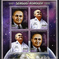 Madagascar 2013 Sergei Korolev (rocket engineer) perf sheetlet containing 4 values unmounted mint