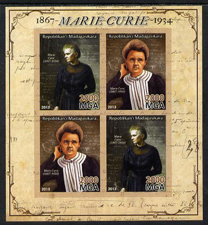 Madagascar 2013 Marie Curie imperf sheetlet containing 4 values unmounted mint