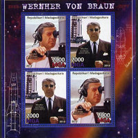 Madagascar 2013 Wernher von Braun (rocket engineer) perf sheetlet containing 4 values unmounted mint