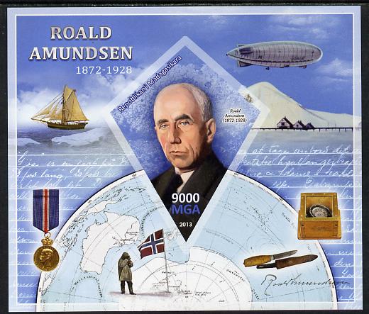 Madagascar 2013 Roald Amundsen imperf deluxe sheet containing one diamond shaped value unmounted mint