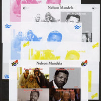 Mali 2013 Nelson Mandela #2 sheetlet containing four values - the set of 5 imperf progressive colour proofs comprising the 4 basic colours plus all 4-colour composite unmounted mint with Map shaped Flag of South Africa in border