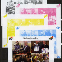 Mali 2013 Nelson Mandela #4 sheetlet containing four values - the set of 5 imperf progressive colour proofs comprising the 4 basic colours plus all 4-colour composite unmounted mint with Map shaped Flag of South Africa in border