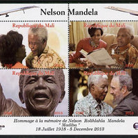 Mali 2013 Nelson Mandela #6 perf sheetlet containing four values unmounted mint. Note this item is privately produced and is offered purely on its thematic appeal with concorde in border