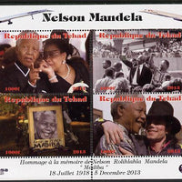 Chad 2013 Nelson Mandela #4 perf sheetlet containing four values unmounted mint. Note this item is privately produced and is offered purely on its thematic appeal. with Concorde in border