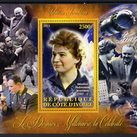 Ivory Coast 2013 Celebrities of the last Millennium - Valentina Tereshkova (first woman in Space) perf deluxe sheet containing one rectangular value unmounted mint
