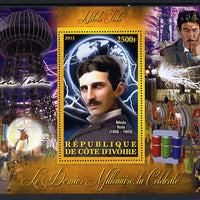 Ivory Coast 2013 Celebrities of the last Millennium - Nikola Tesla perf deluxe sheet containing one rectangular value unmounted mint