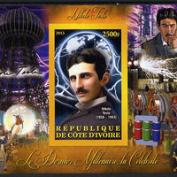 Ivory Coast 2013 Celebrities of the last Millennium - Nikola Tesla imperf deluxe sheet containing one rectangular value unmounted mint