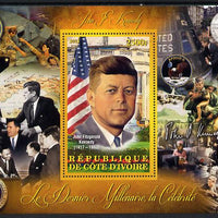 Ivory Coast 2013 Celebrities of the last Millennium - John F Kennedy perf deluxe sheet containing one rectangular value unmounted mint