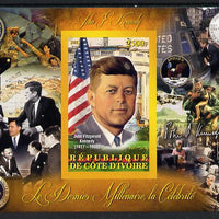 Ivory Coast 2013 Celebrities of the last Millennium - John F Kennedy imperf deluxe sheet containing one rectangular value unmounted mint