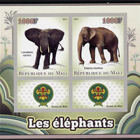 Mali 2013 Elephants imperf sheetlet containing two values & two labels showing Scouts Badge unmounted mint