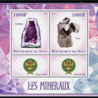 Mali 2013 Minerals #2 perf sheetlet containing two values & two labels showing Scouts Badge unmounted mint