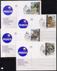 Israel 1992 Zoo Animals set of 4 each with tabs on individual Polska 93 Stamp Exhibition postcard with special cancel