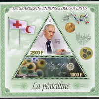 Gabon 2014 Great Inventions & Discoveries - Penicillin perf sheetlet containing two values (triangular & trapezoidal shaped) unmounted mint