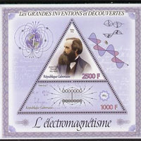 Gabon 2014 Great Inventions & Discoveries - James Clark Maxwell & Electro-Magnetism perf sheetlet containing two values (triangular & trapezoidal shaped) unmounted mint