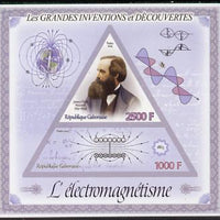 Gabon 2014 Great Inventions & Discoveries - James Clark Maxwell & Electro-Magnetism imperf sheetlet containing two values (triangular & trapezoidal shaped) unmounted mint