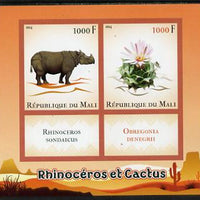 Mali 2014 Rhinos & Cactus imperf sheetlet containing two values & two labels unmounted mint