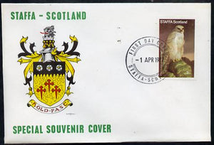 Staffa 1977 Greenland Gyrfalcon perf 3.5p on Official unaddressed cover with first day cancel