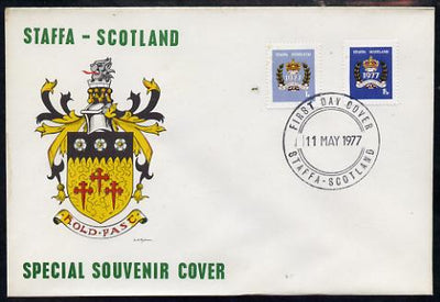 Staffa 1977 Silver Jubilee perf set of 2 on Official unaddressed cover with first day cancel