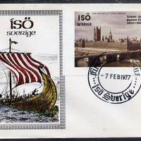 Iso - Sweden 1977 Silver Jubilee imperf souvenir Sheet (Houses of Parliament) on special cover with first day cancels