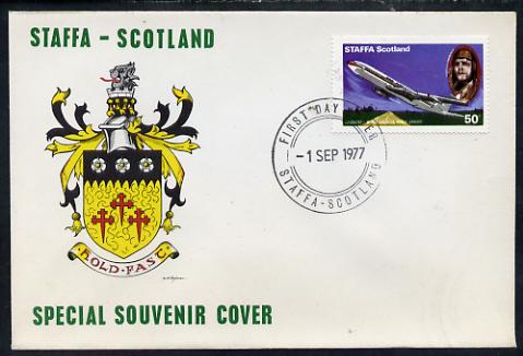 Staffa 1977 Pan-American Airways 50p (from Lindbergh's Flight Anniversary set) on cover with first day cancel