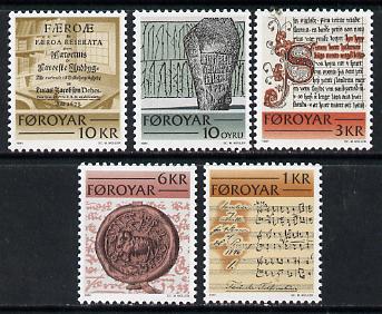 Faroe Islands 1981 Historic Writings set of 5 unmounted mint, SG 64-68 (Mi 65-69)